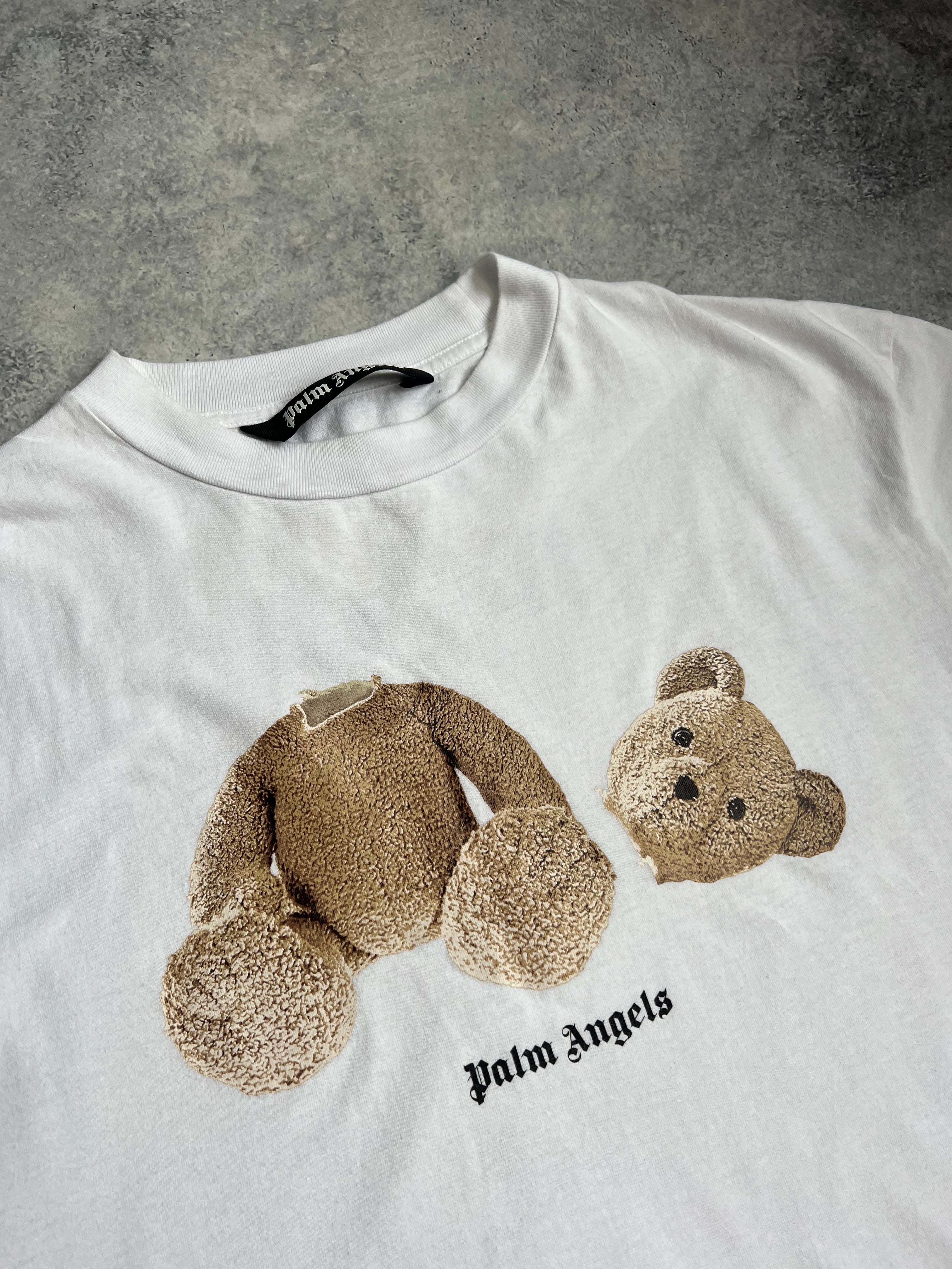 Palm Angels White Kill The Bear Graphic T-Shirt - Men's Casual Streetwear Tee for Everyday Wear & Urban Fashion