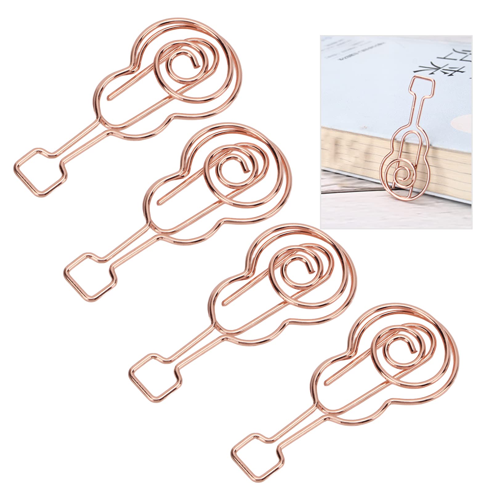 2 Sets Rose Gold Guitar-Shaped Paper Clips (40Pcs) - Cute Music Note Design with Storage Case - Perfect for Office, School, and Gift Giving - Organize Documents, Notes, and DIY Projects