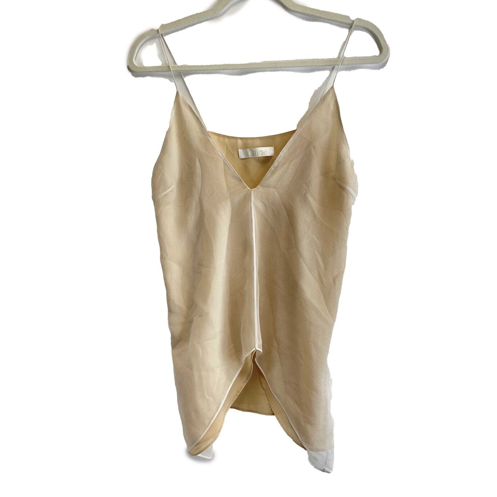 Chloe Silk Camisole Top - Thin Strap Cami in Cream Nude | Size US 0 (36) | Excellent Condition | Perfect for Layering, Evening Wear & Special Occasions