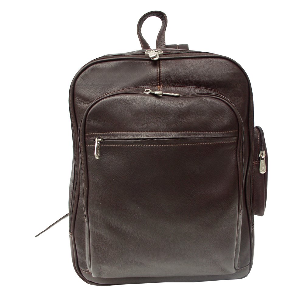 Premium Leather Front Pocket Laptop Backpack for Men & Women - Chocolate Brown - Slim Business Travel & College Backpack - Fits 15.6 Inch Laptop - Perfect for Office, Commuting & Daily Use