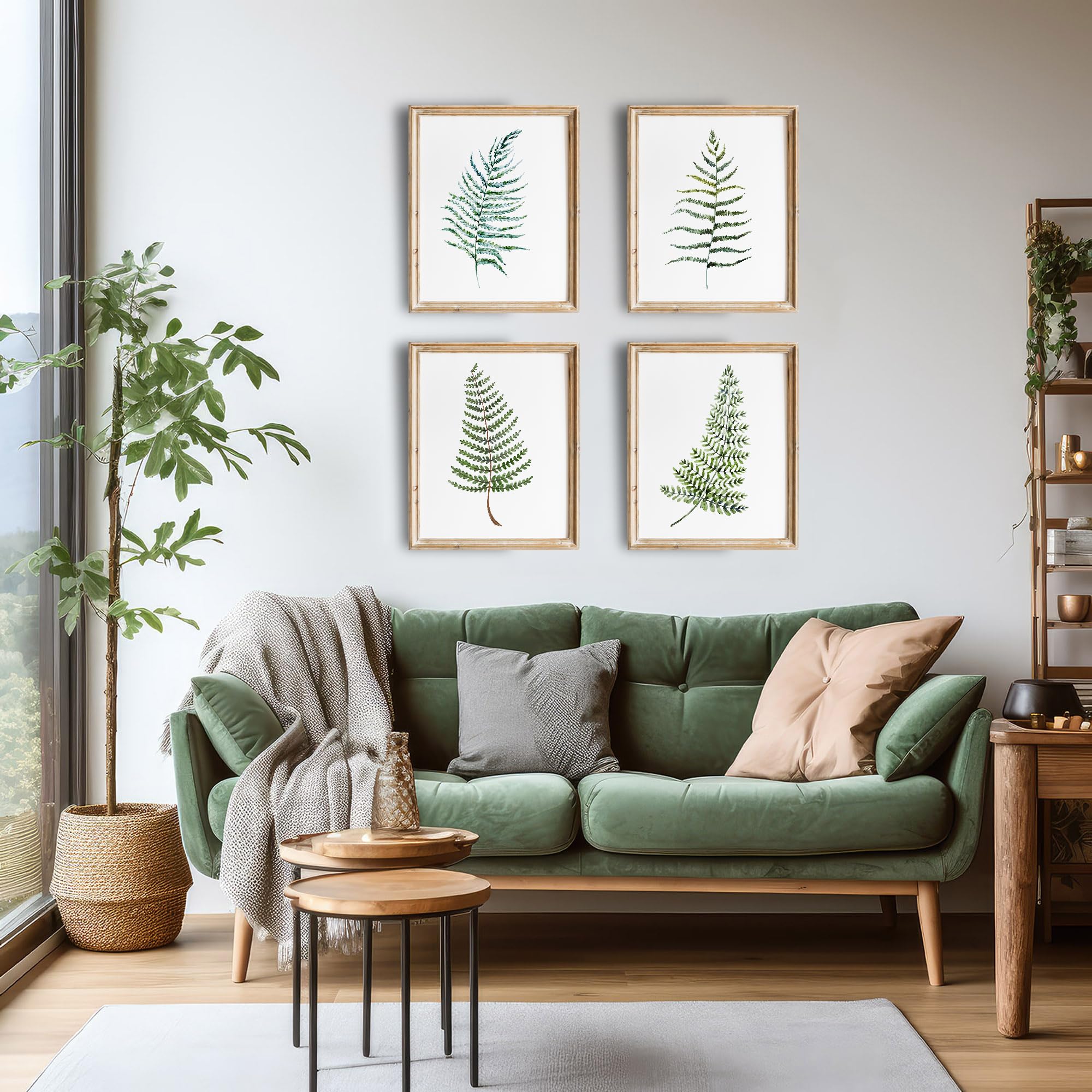 Fern Wall Art Set of 4 - 8x10 Inch Unframed Botanical Prints - Nature Inspired Kitchen Decor for Home & Office - Perfect for Living Room, Bedroom or Dining Area Wall Decoration