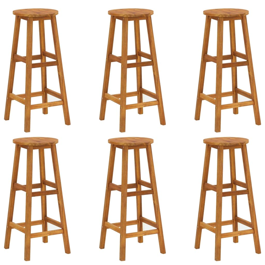 6-Piece Solid Acacia Wood Pub-Height Bar Stools - American Elegant Retro Country Style Kitchen Counter Chairs for Home | Perfect for Kitchen Islands, Breakfast Bars & Home Pubs