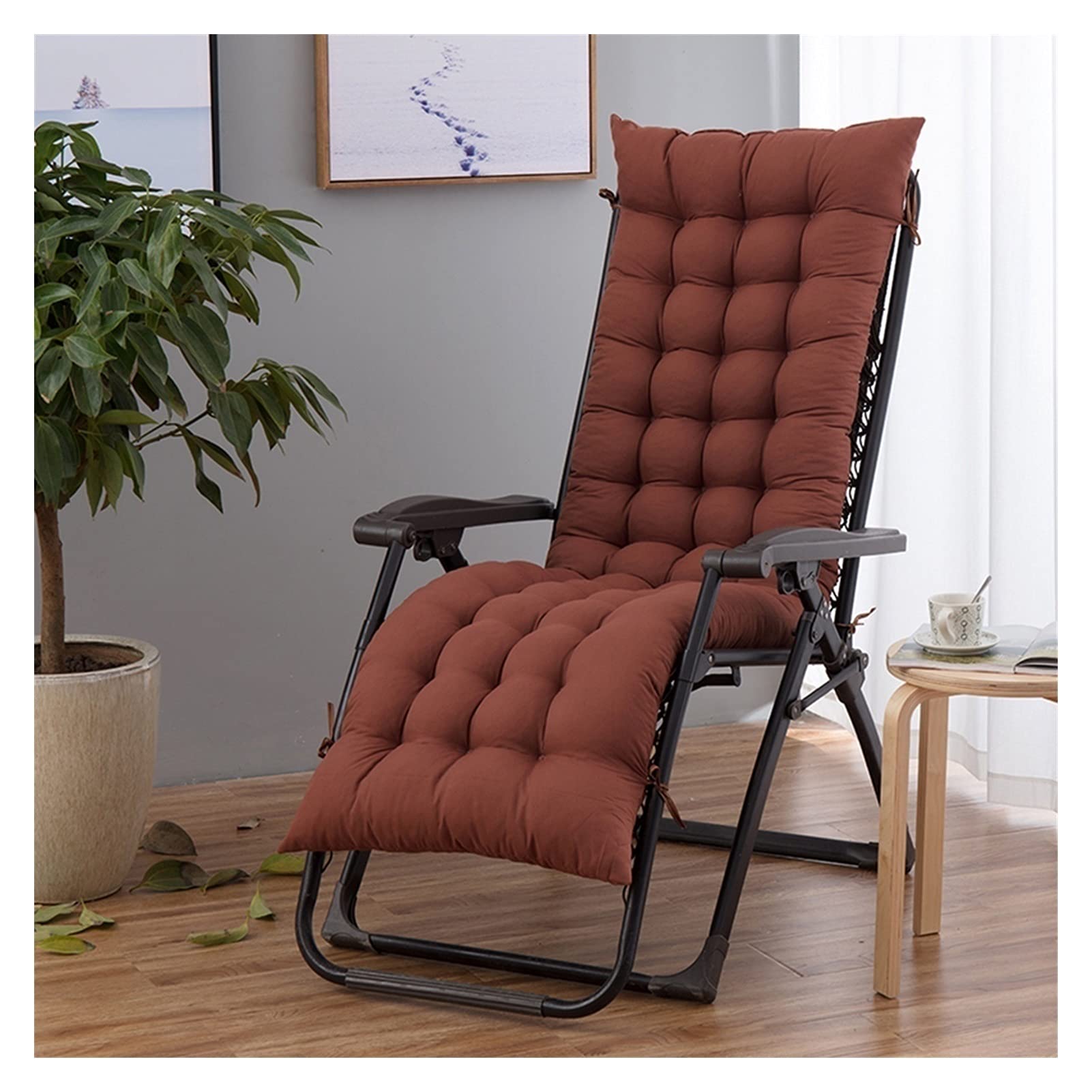QIANGU Chaise Lounge Cushion - Indoor/Outdoor Sofa Cushion for Patio, Rocking Chair & Chaise Lounger - Waterproof & Comfortable (Brown, 190x52cm) - Perfect for Poolside Relaxation, Sunbathing & Outdoor Lounging