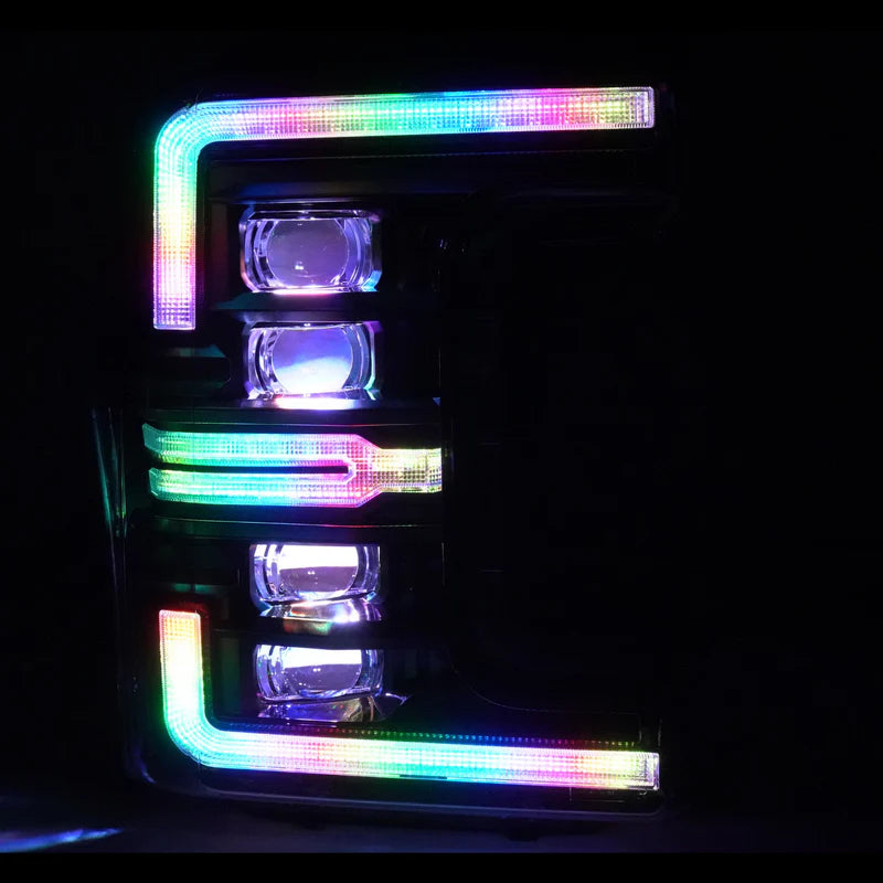 Ford Super Duty Multicolor Flow Series Headlights Gen 2 (2017-2019) | XB Morimoto LED Lights - Upgrade Your Truck Lighting for Night Driving & Off-Road Adventures