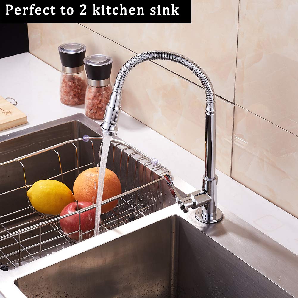 360° Rotating Single Lever Kitchen Faucet with Swivel Spout - Cold Water Sink Tap for Modern Kitchens - Perfect for Washing Dishes, Filling Pots & Cleaning Vegetables