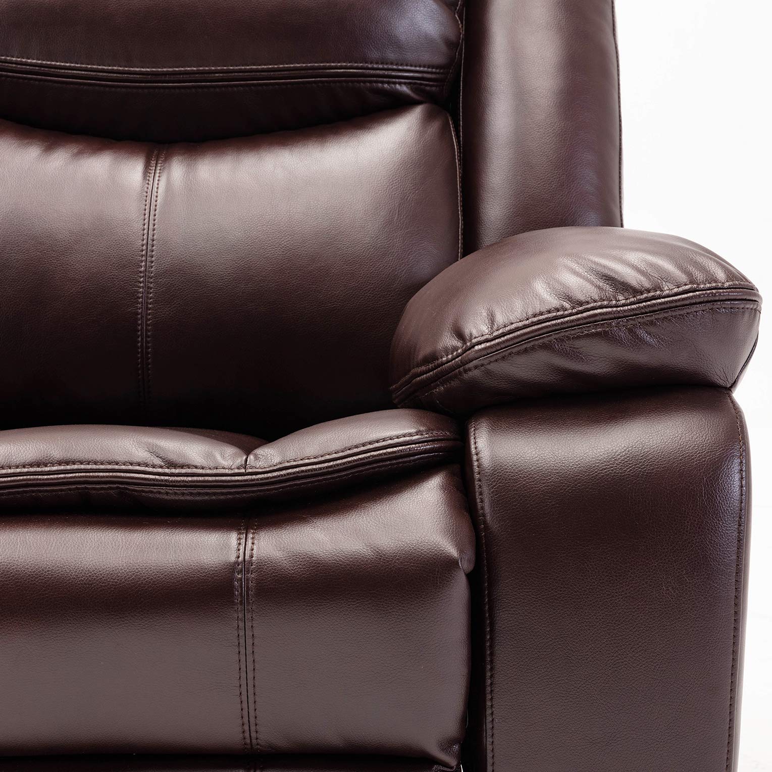 Familymill Breathable Leather Manual Reclining 3-Seat Sofa - Comfortable Living Room Furniture for Home Theater, Family Gatherings & Relaxation