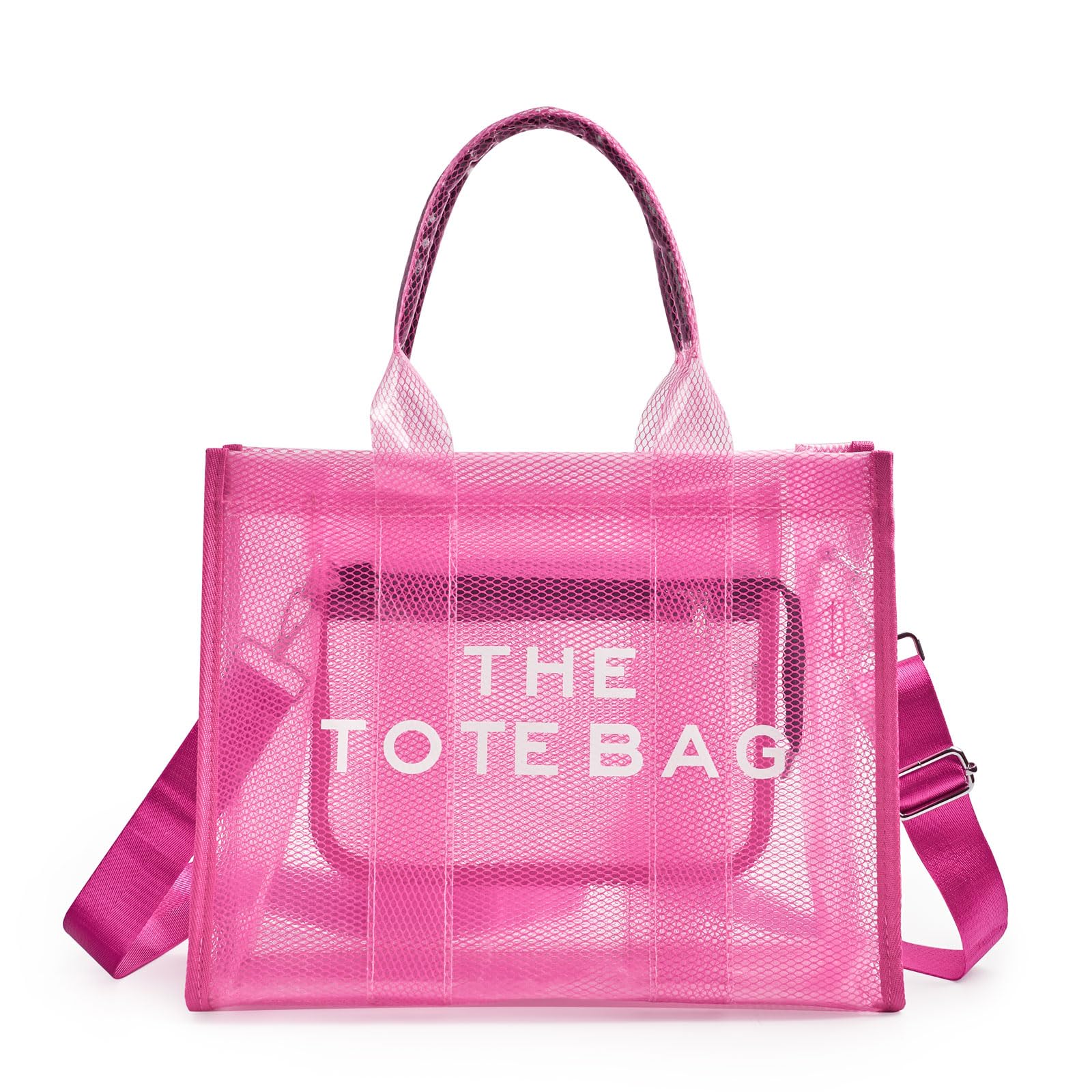 Clear PVC Tote Bag for Women - Crossbody Zipper Closure for Travel & Beach