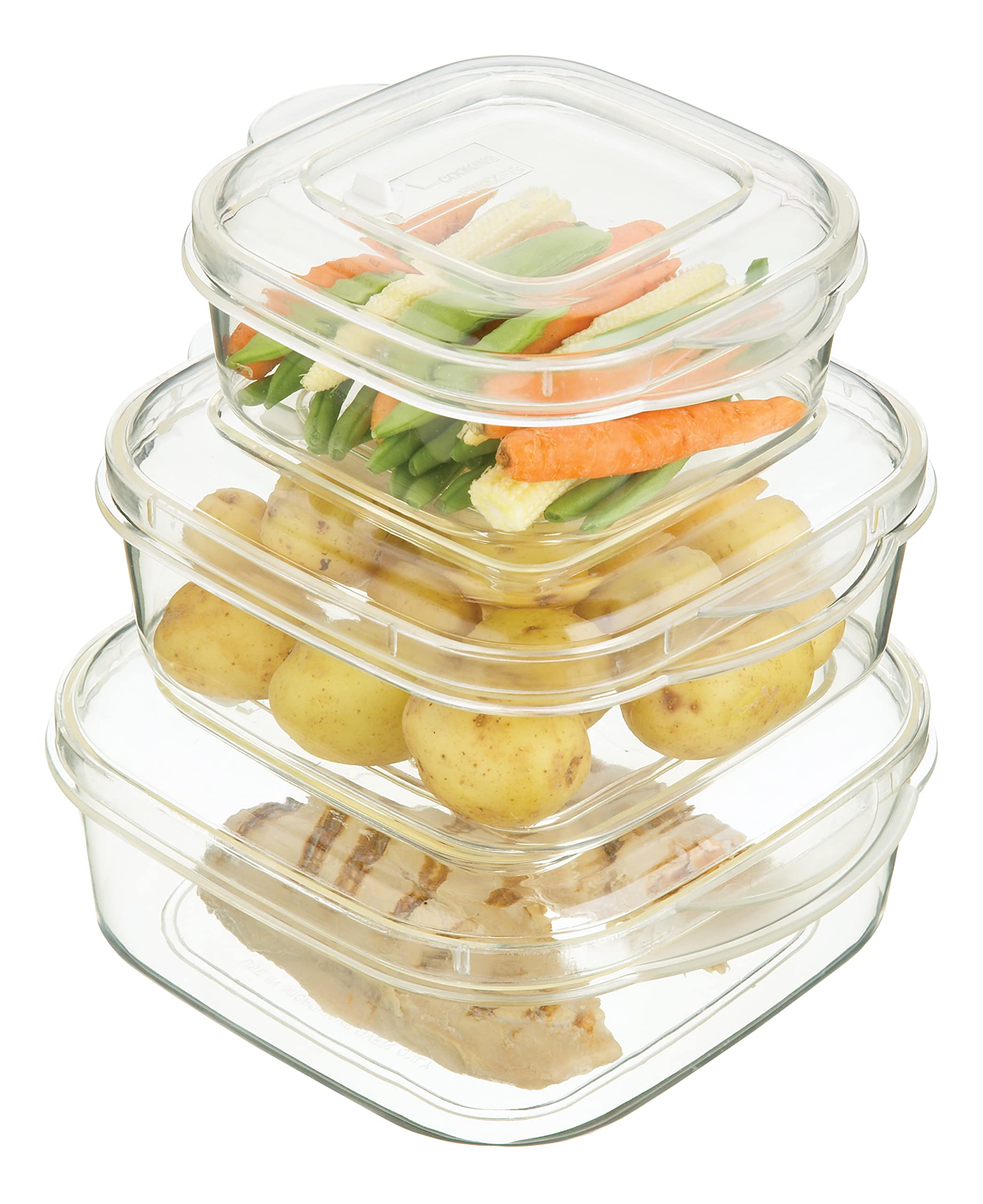 Microwave Safe KitchenCraft KCMCASS Cookware Set - 3 BPA-Free Plastic Food Storage Containers with Lids for Meal Prep, Leftovers & Freezer Storage