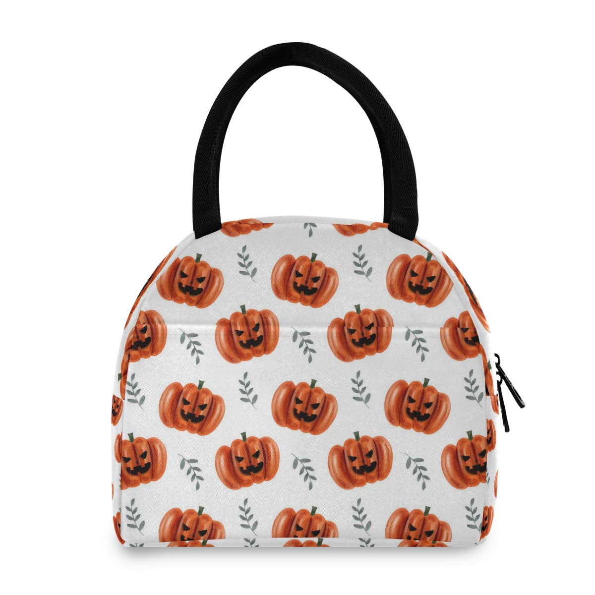 Sinestour Insulated Reusable Lunch Bag for Women & Men - Leakproof Cooler Tote for School, Office, Picnic - Funny Halloween Pumpkin Design - Perfect for Kids, Adults & Family Outings