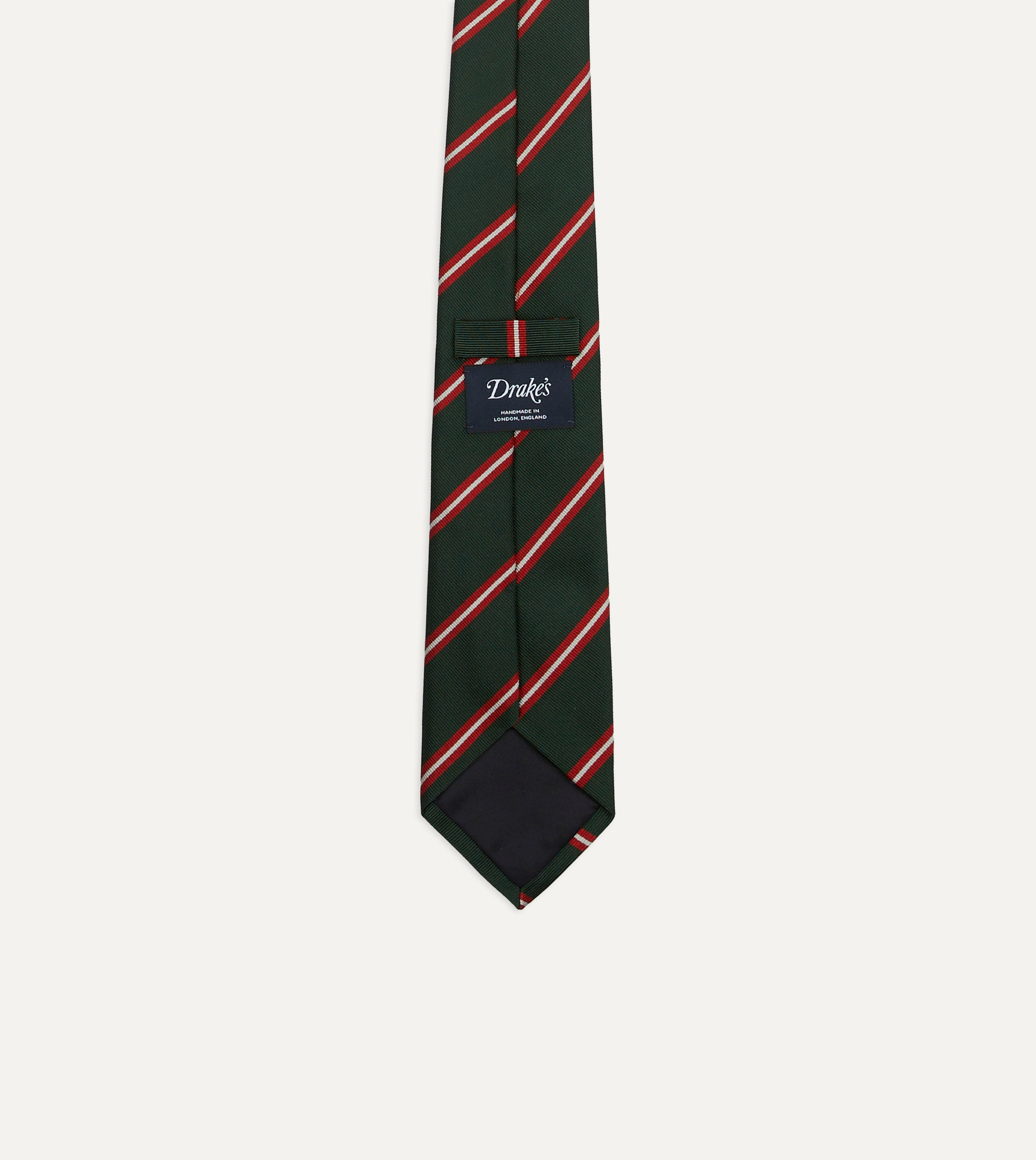 Green, Red & Ecru Striped Silk-Tipped Necktie for Men - Elegant Formal Wear for Weddings, Business Meetings & Special Occasions