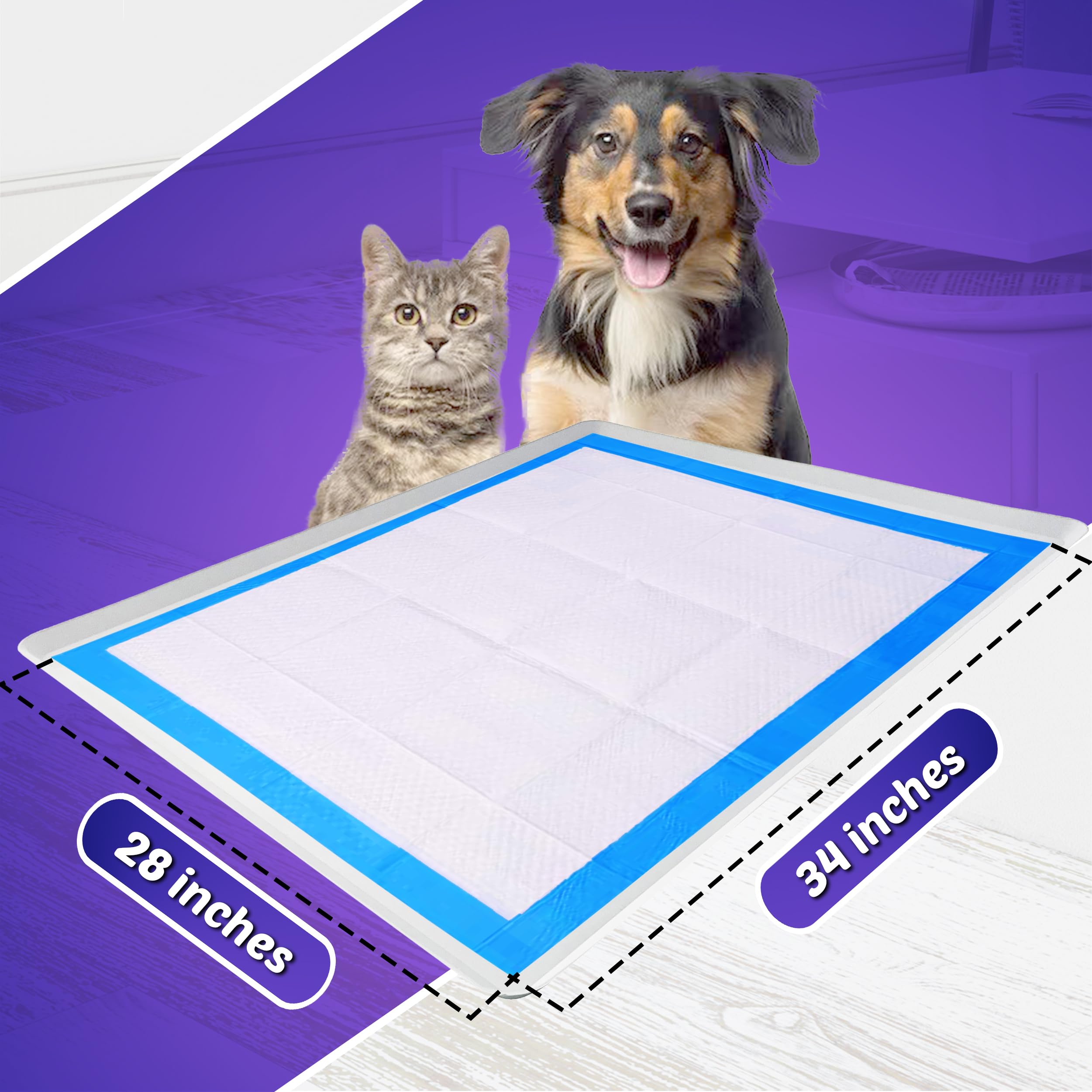 TidyFriend 28x34 Inch Dog Pee Pad Holder Tray - Non-Slip Silicone Puppy Training Pad Holder with No Spill Design, Easy to Clean & Store - Perfect for Housebreaking Puppies, Elderly Dogs & Pet Accidents (White)