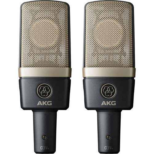 AKG C314 Multi-Pattern Condenser Microphone (Matched Pair) - Professional Studio Recording, Podcasting & Live Performance - Perfect for Vocals, Instruments & Broadcast
