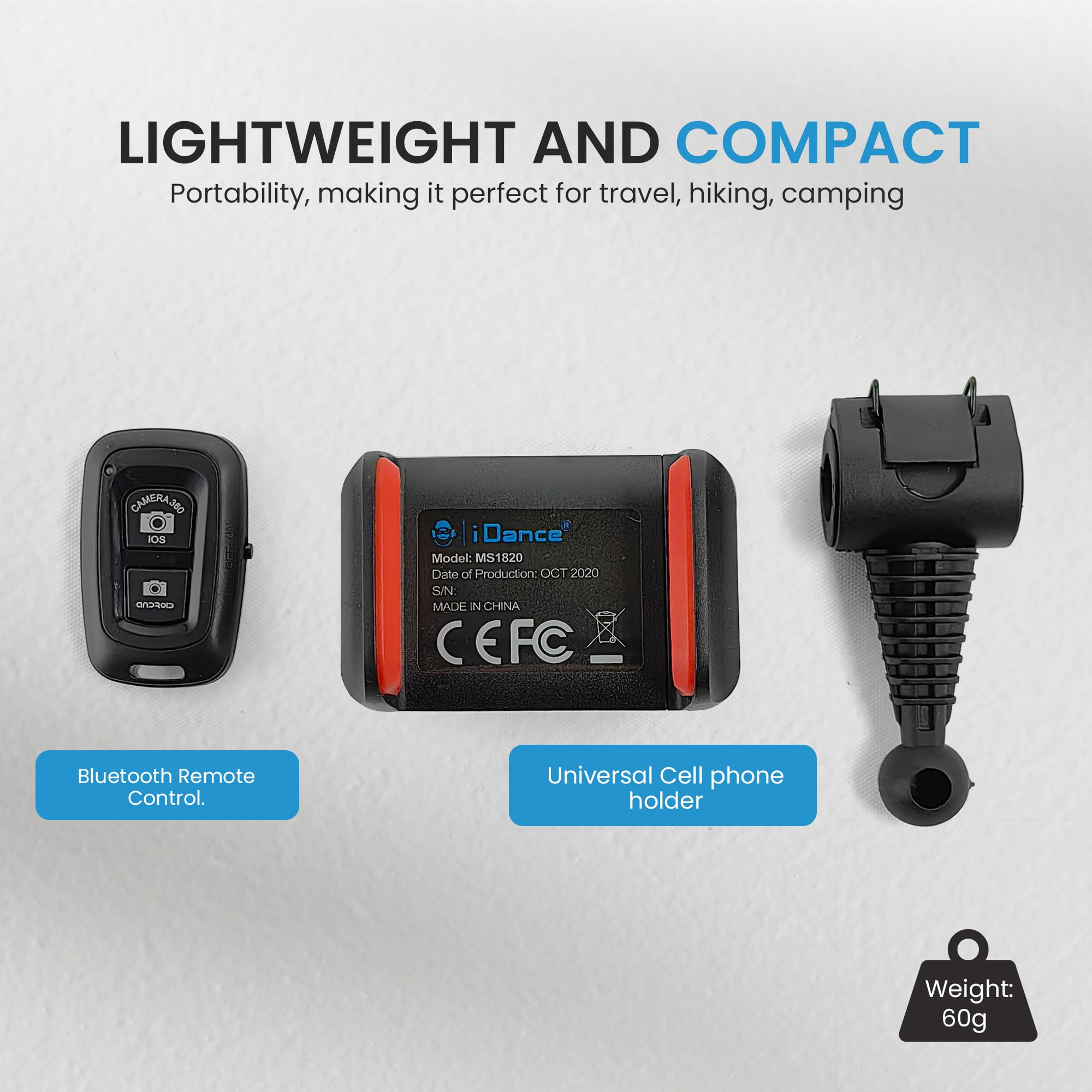Universal Car Phone Holder MS1820 - Easy Lock & BT Wireless Remote Control, Compatible with All Smartphones, Perfect for Hands-Free Driving, Vlogging, and GPS Navigation