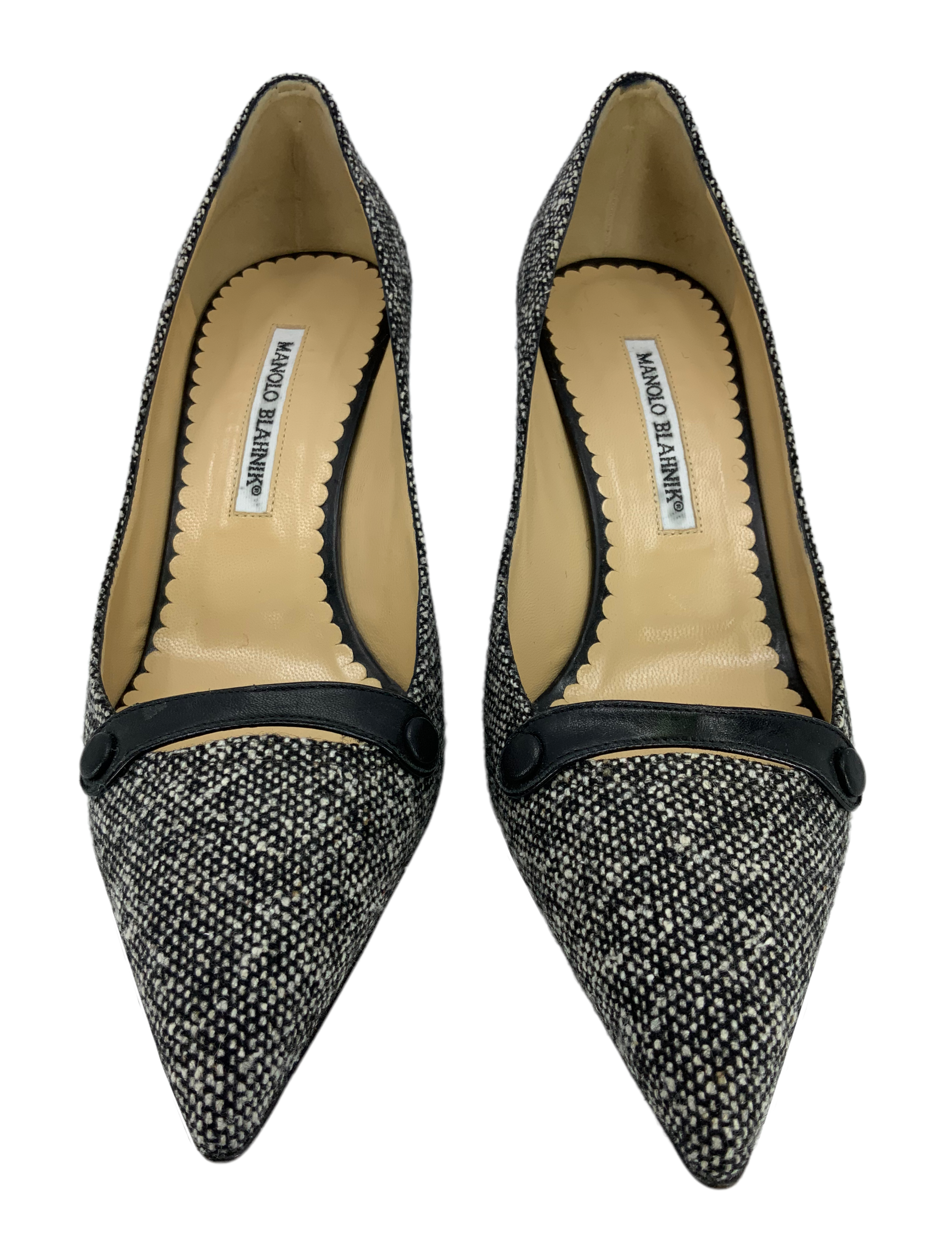 Manolo Blahnik Tweed Pumps Women's Size 9.5 | Classic Designer Heels for Office, Wedding & Evening Events