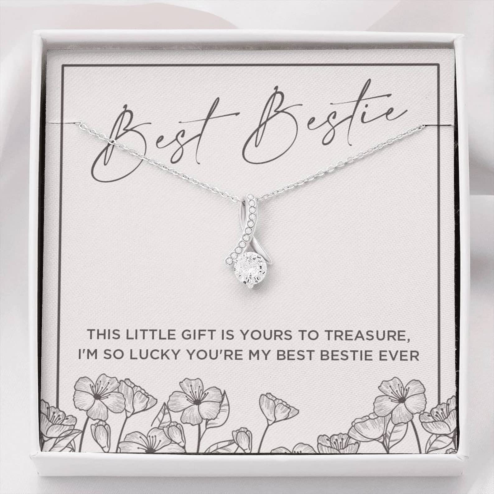 Best Friend Necklace - Thoughtful Birthday Gift for Bestie with Message Card, Alluring Beauty Friendship Jewelry for Women, Perfect for Anniversaries, Graduations, or Special Occasions