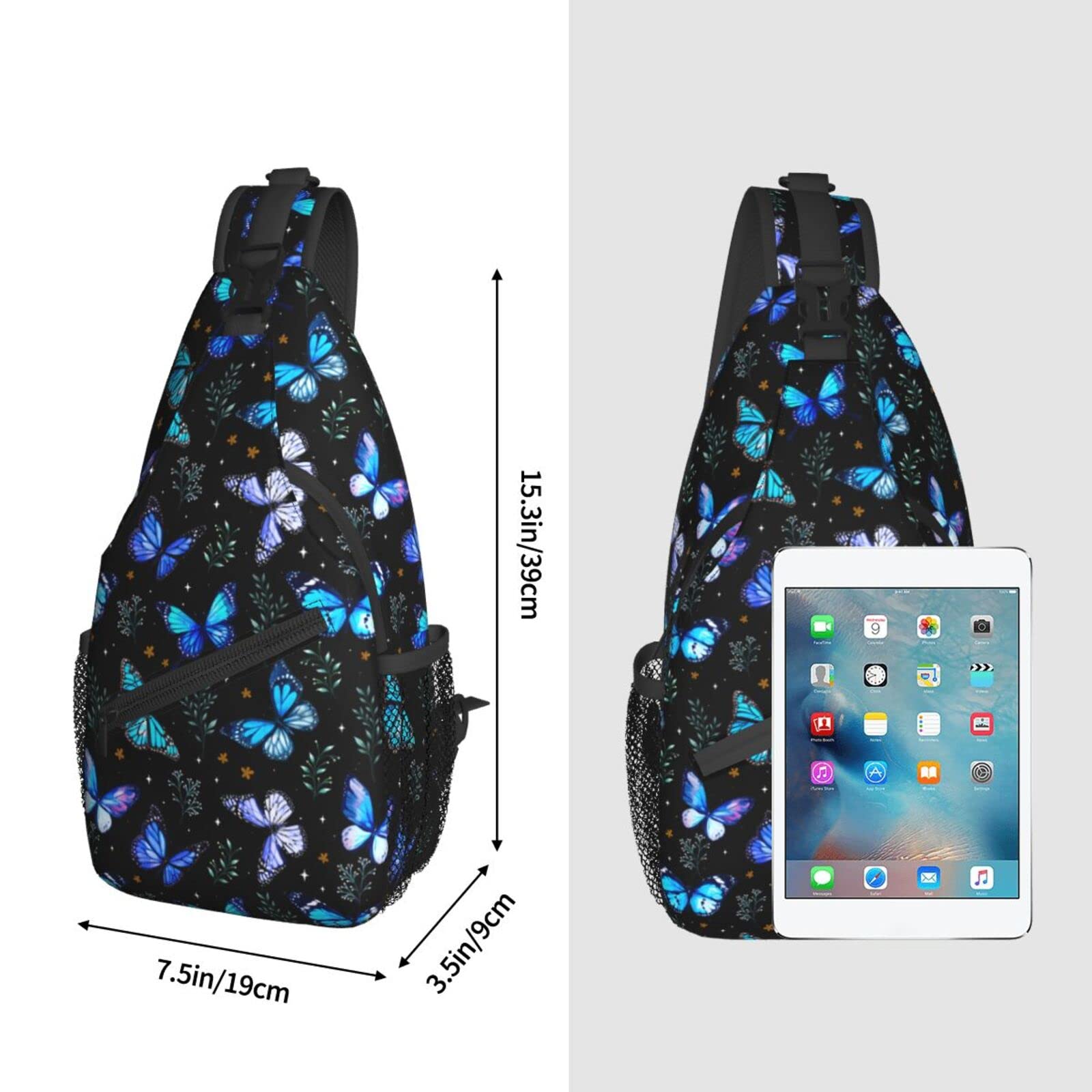 Butterfly Print Sling Bag for Women & Men - Crossbody Shoulder Backpack for Travel, Hiking & Daily Use - Lightweight Chest Daypack for Outdoor Activities & Commuting