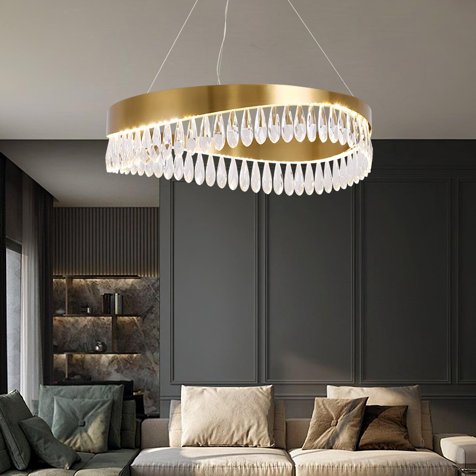 Elegant Crystal Pendant Chandelier - Modern Ceiling Light Fixture for Dining Room, Living Room & Bedroom Decor