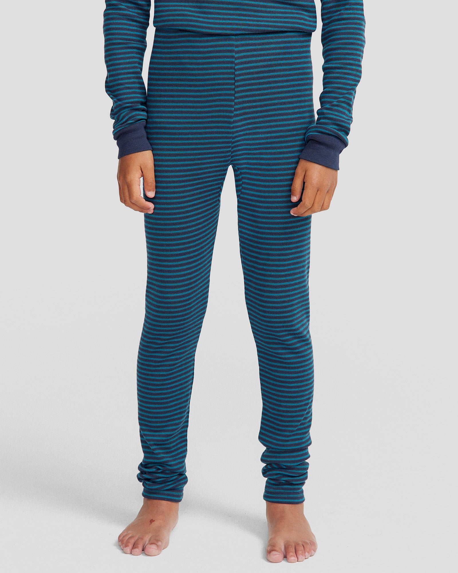 KMDCore Kids' Long John Pants - Dark Eddy/Navy Stripe Thermal Underwear for Boys & Girls - Perfect for Winter, Outdoor Activities & Layering
