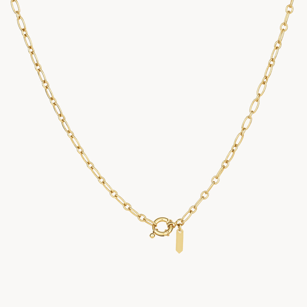 Gold Alternating Paperclip Chain Necklace - Elegant Layering Piece for Everyday Wear & Special Occasions