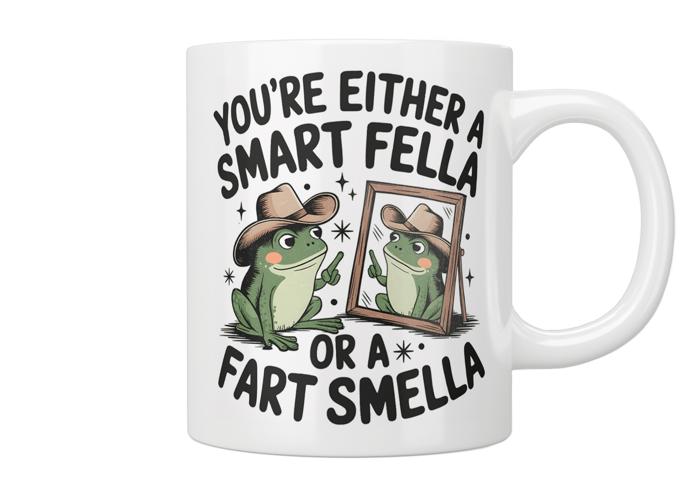 Funny Frog Coffee Mug - 'You're Either A Smart Fella Or A Fart Smella' Novelty Ceramic Cup - Perfect for Office Humor & Gag Gifts