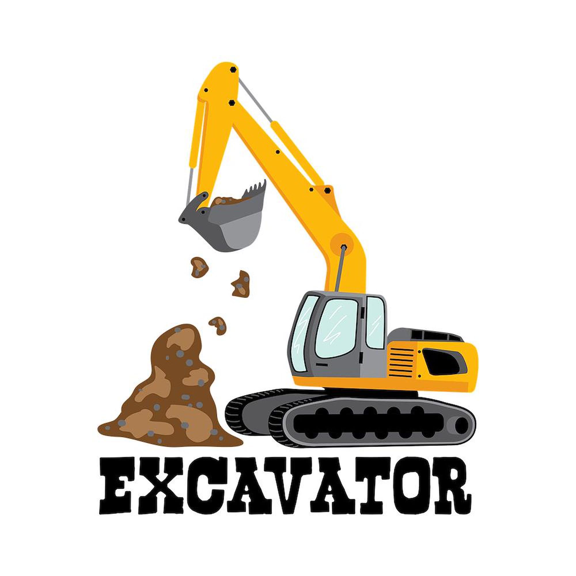 Excavator 3'X5' Decorative Area Rug - Non-Slip Fabric Throw Rug for Living Room, Bedroom & Office - Heavy Duty Machine Washable Floor Mat