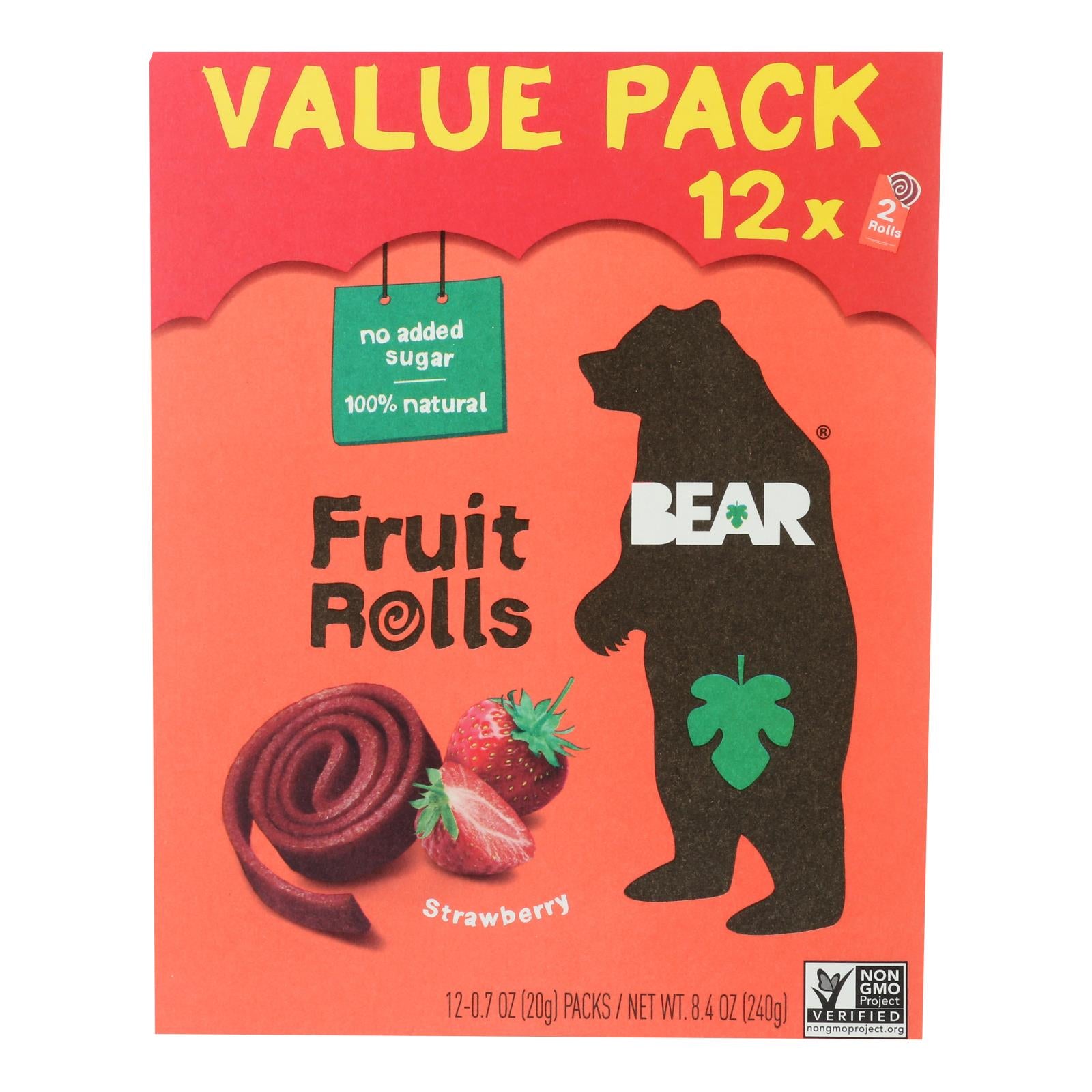 Delicious Bear Fruit Rolls - Strawberry Flavor (60 Count) | Healthy Snacks for Kids, Lunch Box Treats & On-the-Go Energy Boost