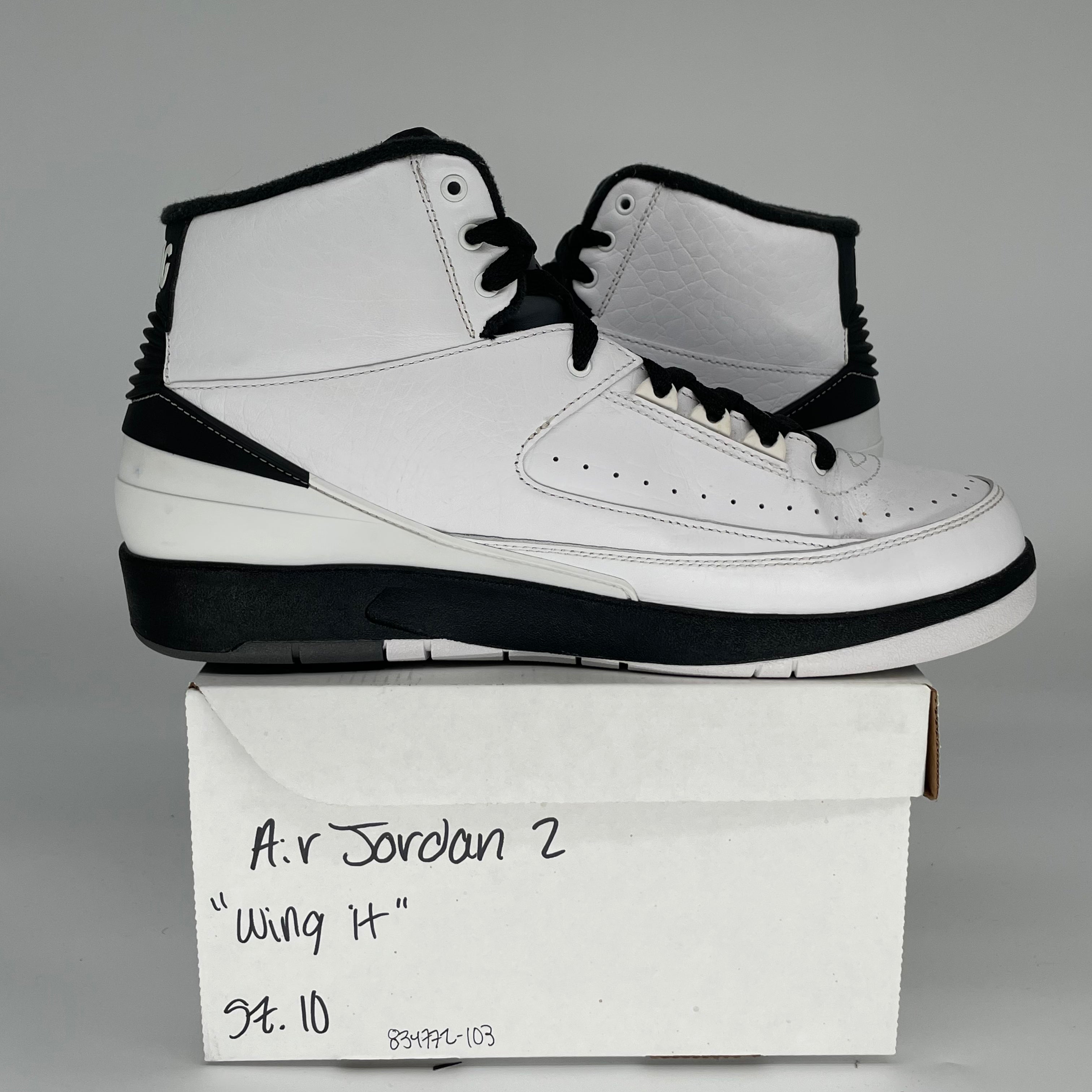 Original Air Jordan 2 Retro 'Wing It' White/Black Size 10 Men's Basketball Shoes 834272-103 - Perfect for Streetwear & Court Performance