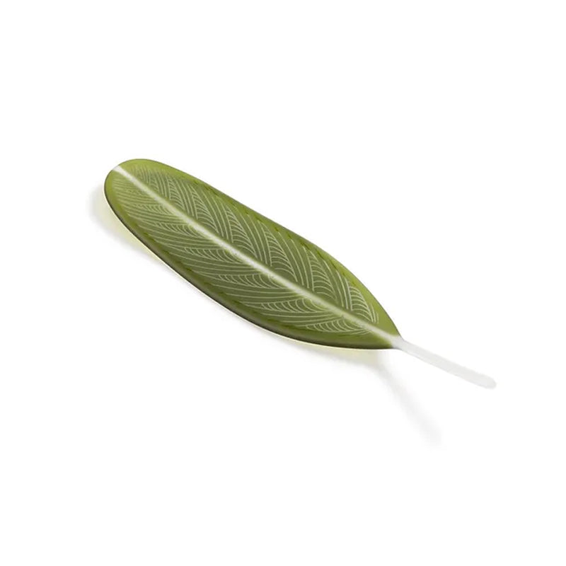 Kahu Design Olive Feather Glass - Handcrafted Art Glass Decor for Home & Office | Perfect for Gifts, Wedding Decor, and Table Centerpieces