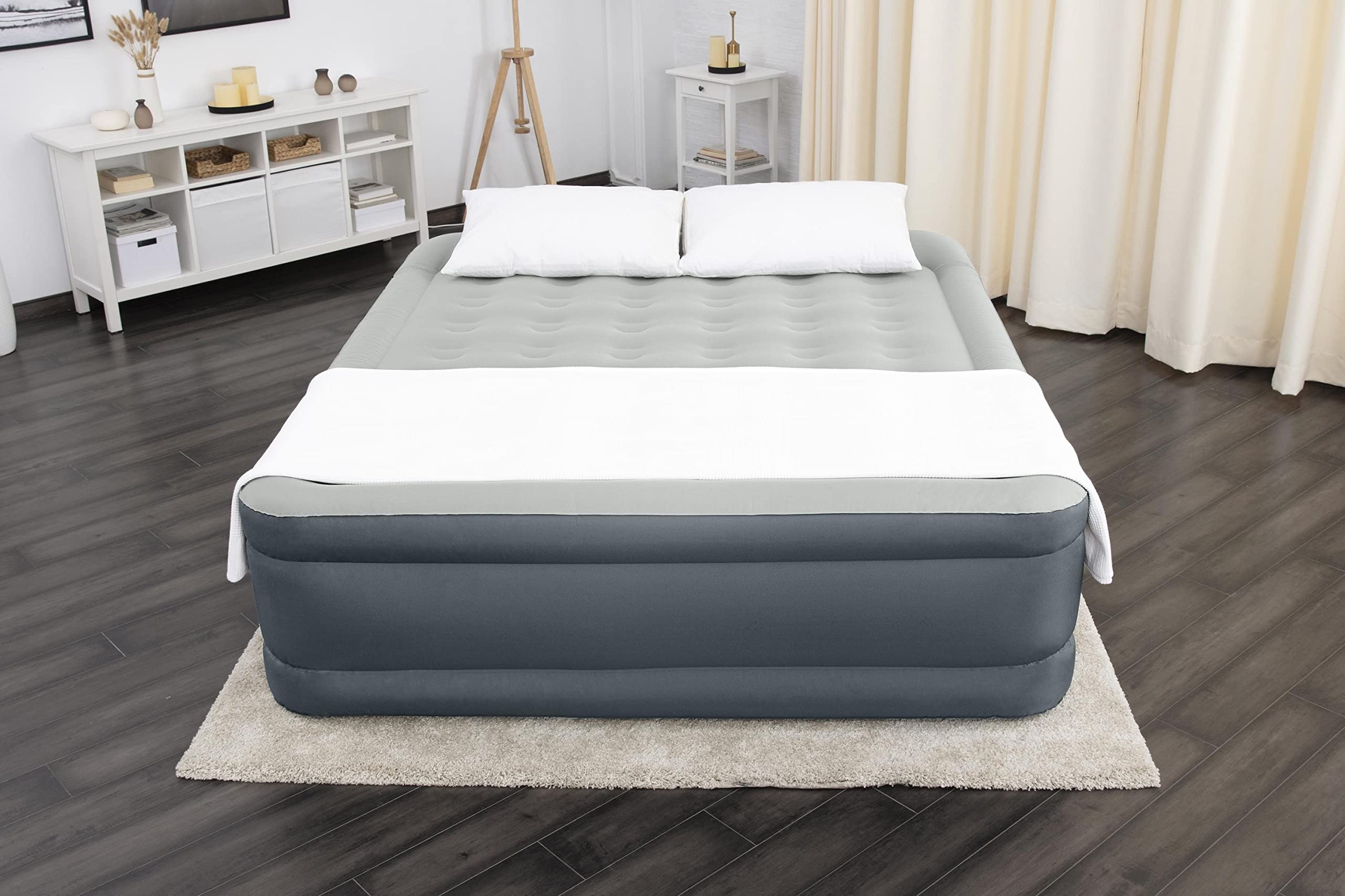 SleepLux Queen Size Inflatable Air Mattress with Built-in Electric Pump - Portable Blow Up Bed for Camping, Guests & Home Use w/ Pillow & USB Charger