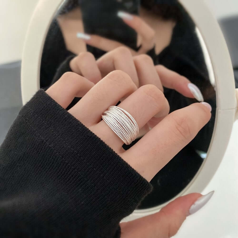 18K Gold Crossover Layered Thumb Ring for Women - Elegant Stackable Jewelry for Everyday Wear | Perfect for Casual Outfits, Office Style & Special Occasions