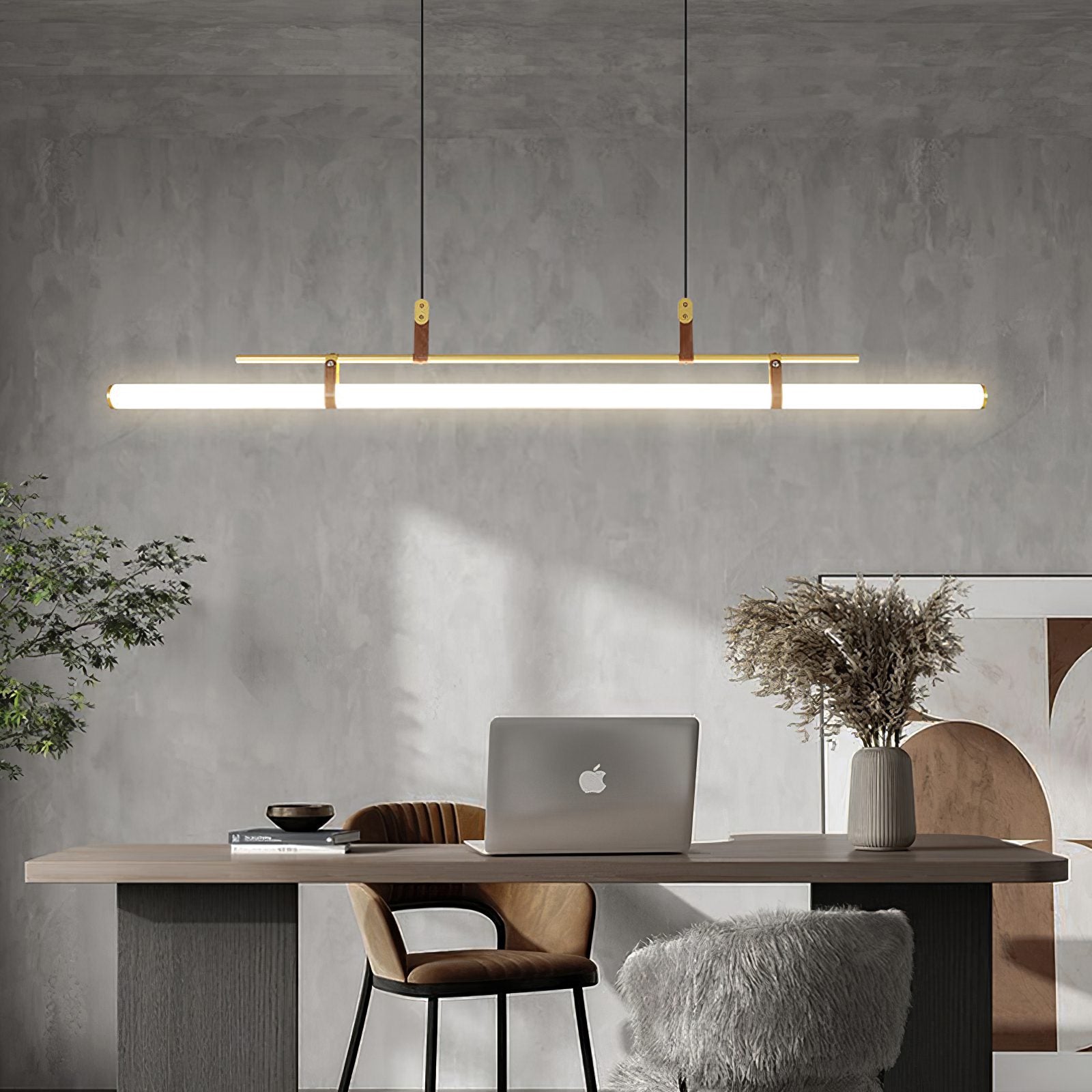 Modern Eden Linear Pendant Light - Sleek Minimalist Hanging Fixture for Kitchen Island, Dining Room & Bedroom Lighting - Adjustable LED Chandelier for Contemporary Home Decor