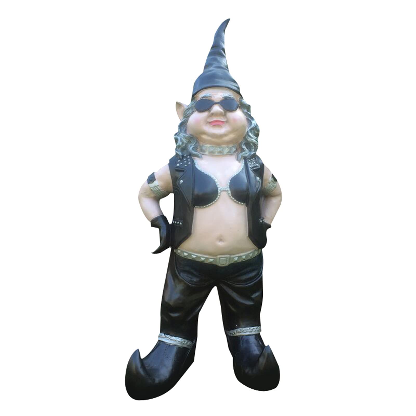 Biker Gnome Couple Statue - Motorcycle Garden Decor Resin Figurine 16cm for Outdoor Patio, Lawn & Yard Decoration
