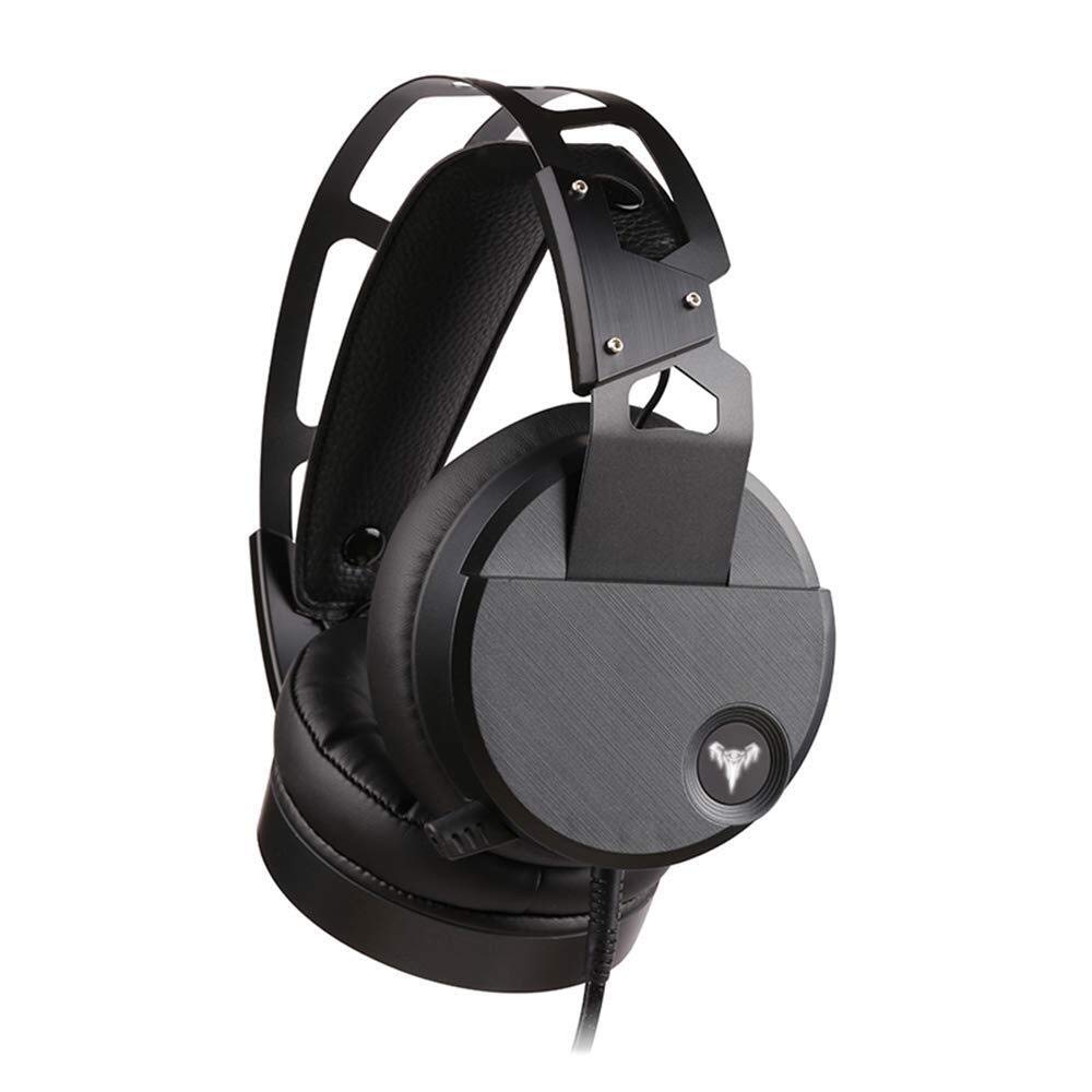 AMOSD Gaming Headset with 7.1 Surround Sound, Noise Cancelling Mic & RGB Lights - Wired HiFi Headphones for PC, PS4, Xbox One - Perfect for Competitive Gaming & Online Streaming (Silver/Gray)