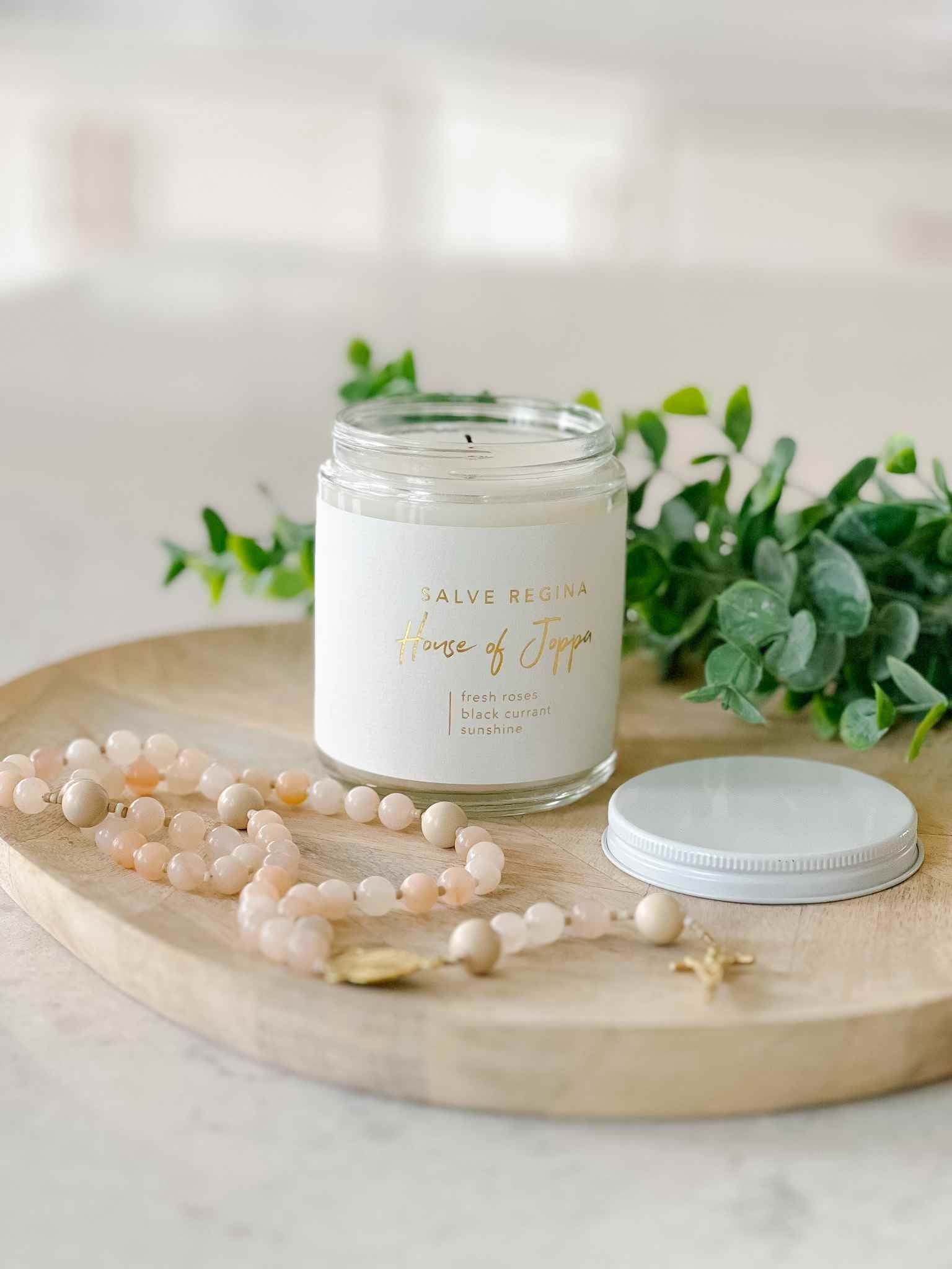 Salve Regina Candle - Fresh Roses, Black Currant & Sunshine Scented Soy Wax Candle for Home Decor, Relaxation & Prayer | Perfect for Bedroom, Bathroom & Meditation Spaces