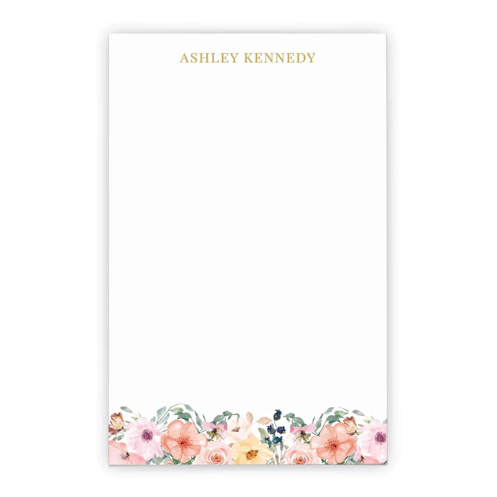 Floral Personalized Notepad Set for Women - Custom 5.5x8.5 Inch Notepad with 50 Sheets - Elegant Stationery Gift for Office, Home & Journaling