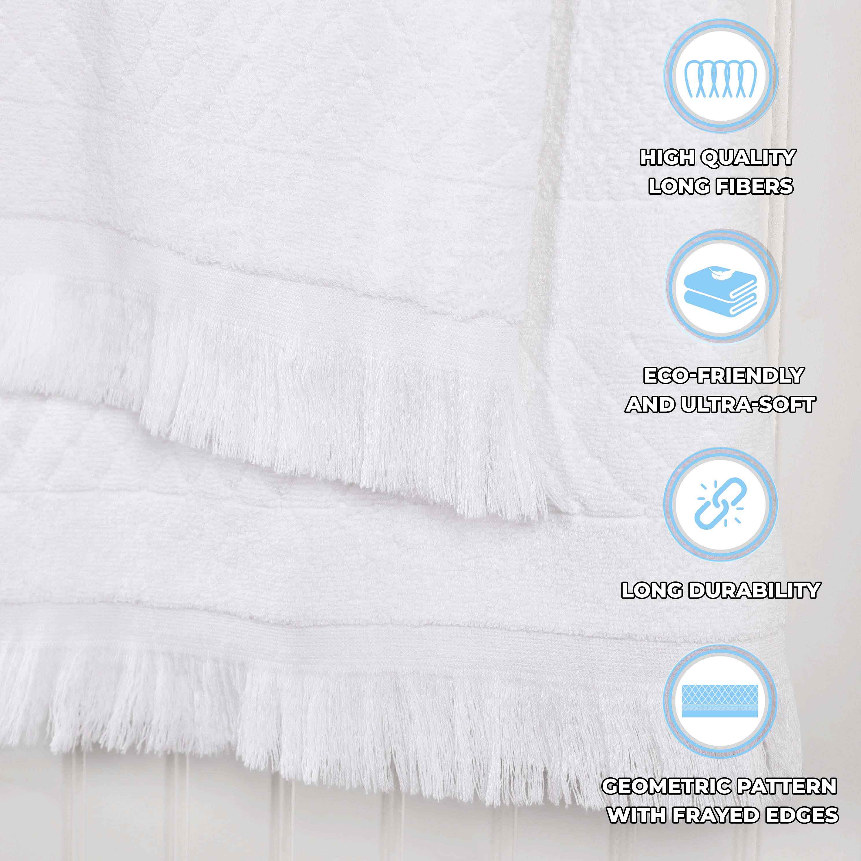 Premium Rolla Cotton Geometric Jacquard Plush Absorbent Bath Towel Set of 2 - Ultra Soft & Quick Dry Bath Sheets for Spa, Hotel & Luxury Home Use