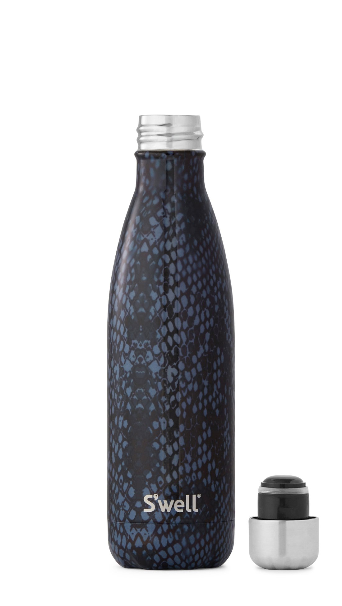 S'well Vacuum Insulated Stainless Steel Water Bottle - 17oz, Black Boa - Keeps Drinks Cold 24Hrs & Hot 12Hrs - Perfect for Gym, Hiking, Office & Outdoor Activities