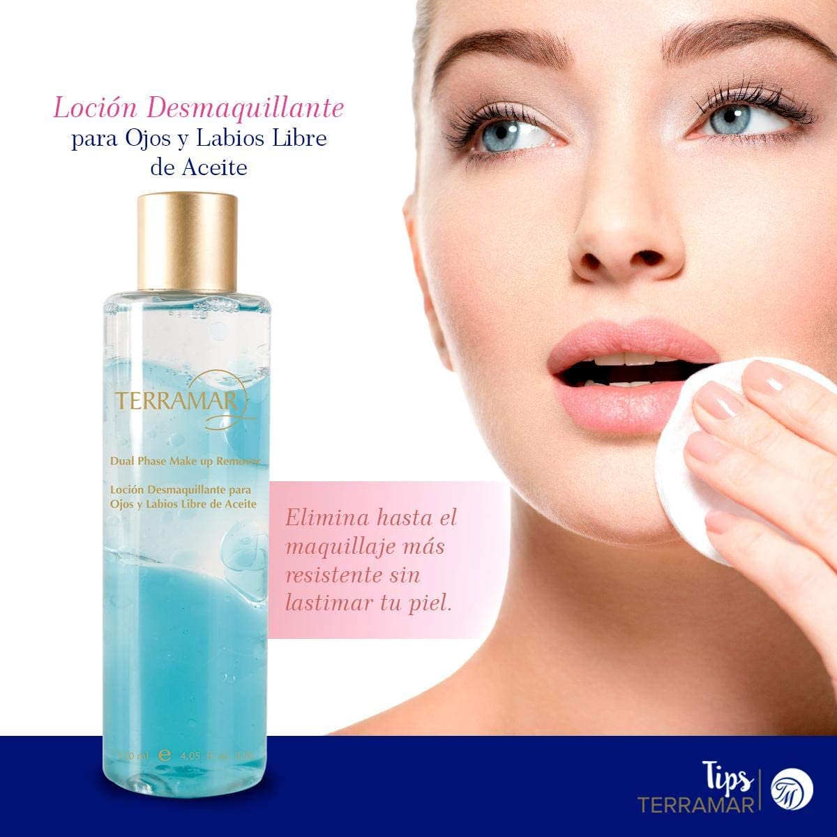 Terramar Dual Phase Makeup Remover - Oil & Water Formula for Gentle Eye & Face Cleansing | Perfect for Sensitive Skin & Waterproof Makeup Removal