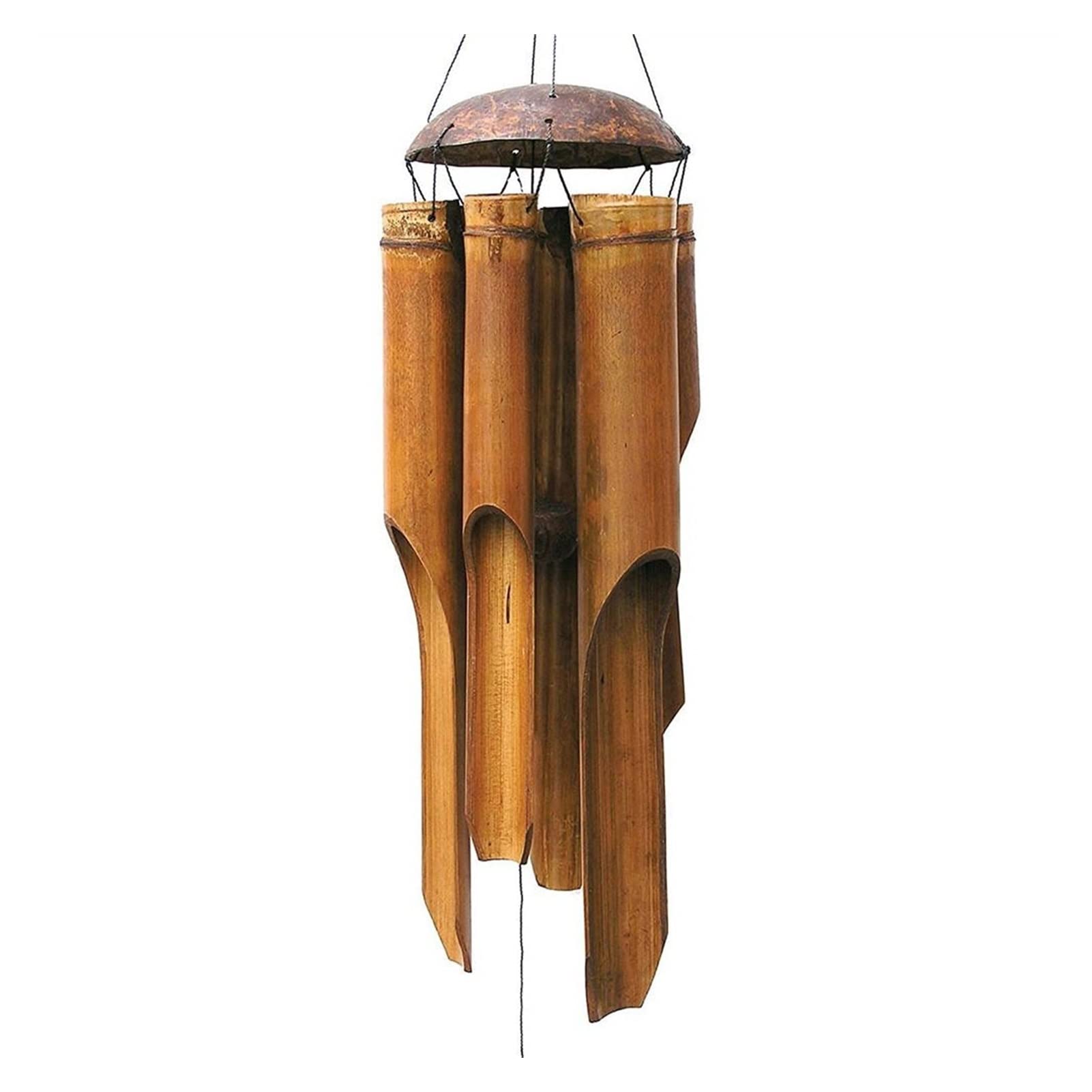 Handmade Coconut Wood Wind Chimes - Large Bell Barrel Garden Figurines for Indoor & Outdoor Decor | Perfect for Patio, Yard, and Home Wall Hanging Decorations