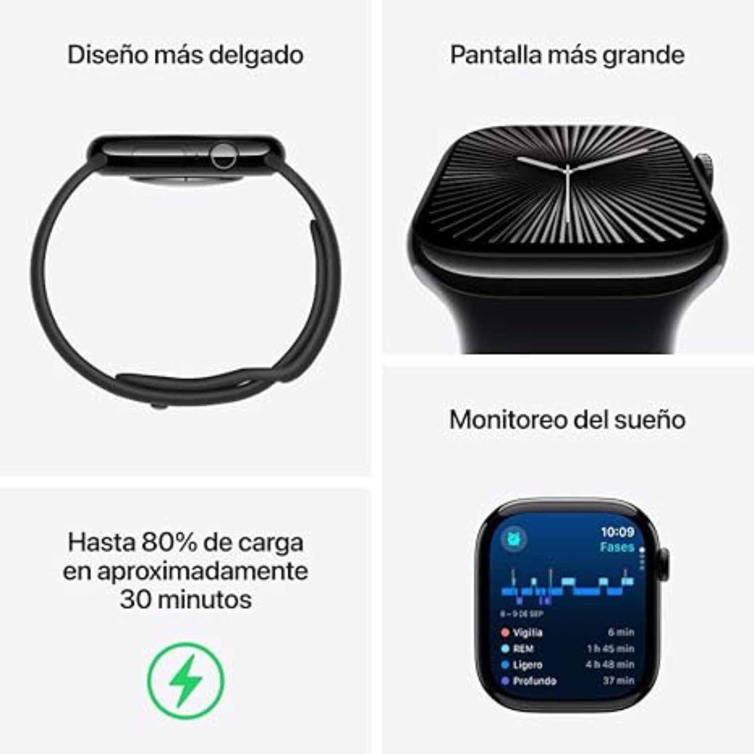 Apple Watch Series 10 (GPS) 42mm Aluminum Case with Denim Sport Band - Silver (S/M) - Smartwatch for Fitness Tracking, Notifications & iPhone Compatibility - Perfect for Workouts, Daily Wear & Active Lifestyle