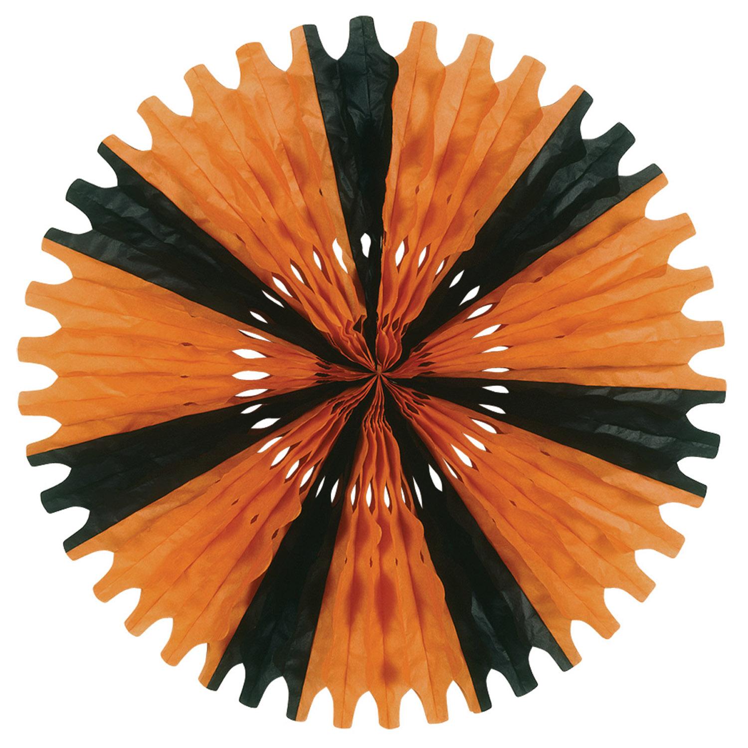 12 Pack Beistle Halloween Tissue Fan Decorations - Orange & Black Party Supplies for Halloween, Fall, and Home Decor