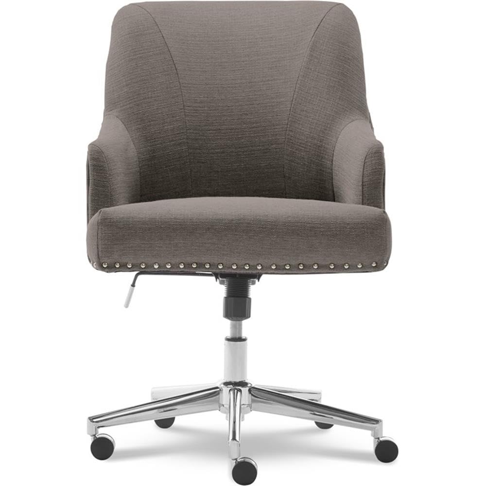 Home Square 2-Piece Soft Fabric Office Chair Set - Medium Gray - Ergonomic Desk Chairs for Home Office, Study Room & Workspace