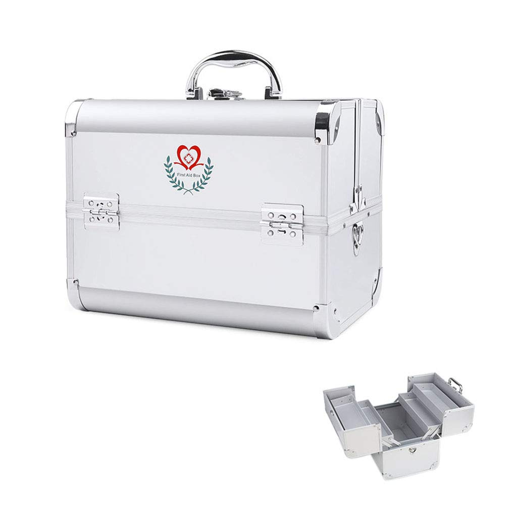 Portable Aluminum Alloy Medicine Storage Box with Multi-Layer Security Lock & Shoulder Strap - Household First Aid Organizer for Travel, Home, and Emergency Use