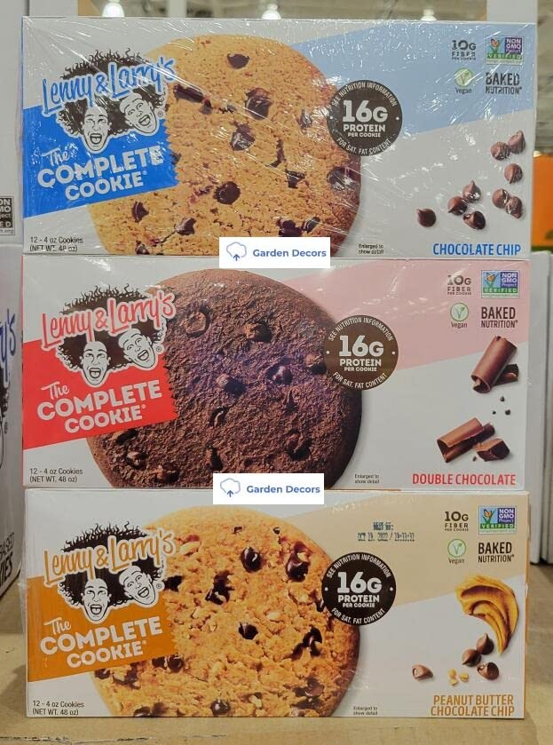 Lenny & Larry’s The Complete Cookie - Chocolate Chip, Double Chocolate, Peanut Butter Chocolate Chip - 48oz (1.36KG) 3-Pack - High Protein Vegan Cookies for Snacking, Gym & On-The-Go Energy Boost
