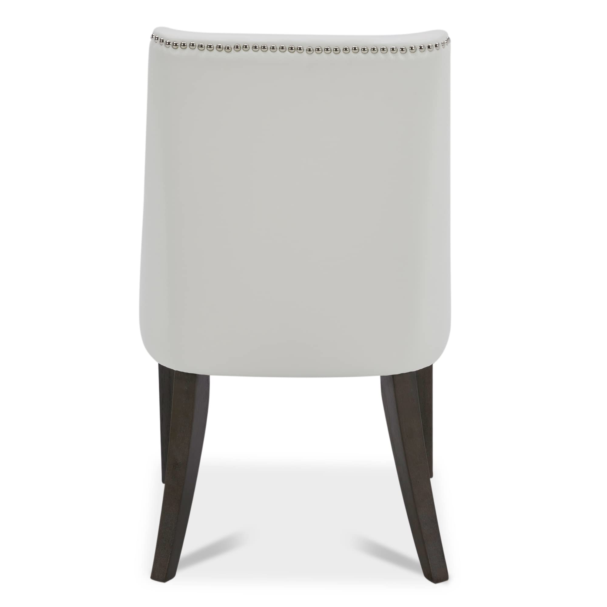 CHITA Farmhouse Dining Chairs with Nailhead Trim - Set of 2 White Faux Leather High Back Upholstered Chairs for Kitchen, Dining Room & Breakfast Nook | Comfortable Seating for Family Meals & Entertaining Guests