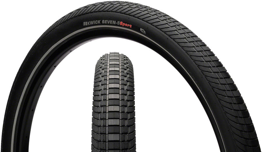 Kenda Kwick Seven.5 Bike Tire - 27.5 x 2 Inch Clincher Wire Bead, Black/Reflective, 60 TPI for Mountain & Hybrid Bikes - Perfect for Trail Riding & Commuting