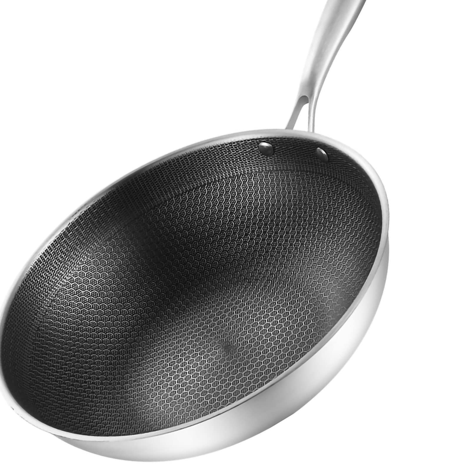 **Stainless Steel Wok Pan - 34cm Nonstick Induction Cookware, Dishwasher & Oven Safe - Works on Gas, Ceramic & Electric Stoves - Perfect for Stir-Frying, Sautéing & Asian Cooking**