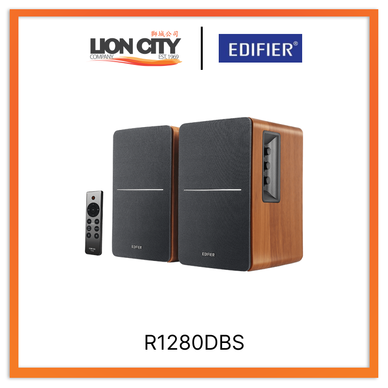 Edifier R1280DBS 42W Powered Bluetooth Bookshelf Speakers - Premium Brown Wood Grain Finish for Home Audio, PC, TV & Music Streaming