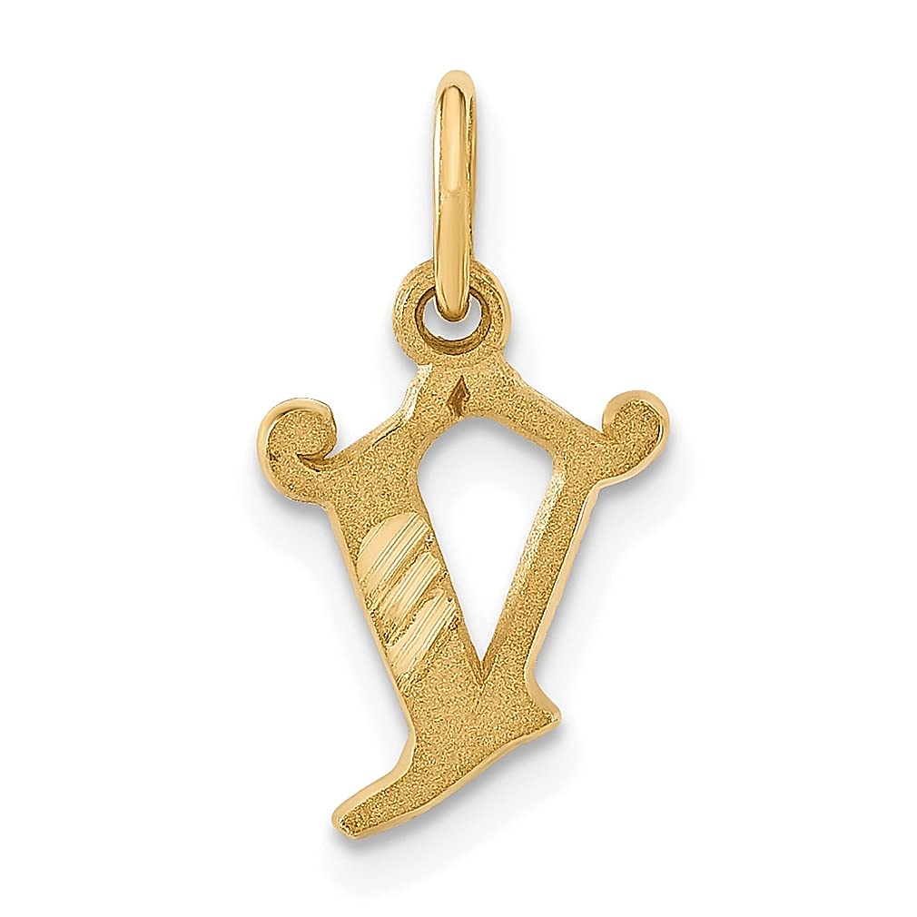 14K Yellow Gold Letter V Initial Monogram Name Charm Necklace - Elegant Personalized Jewelry for Women | Perfect Gift for Her, Birthday, Anniversary & Special Occasions