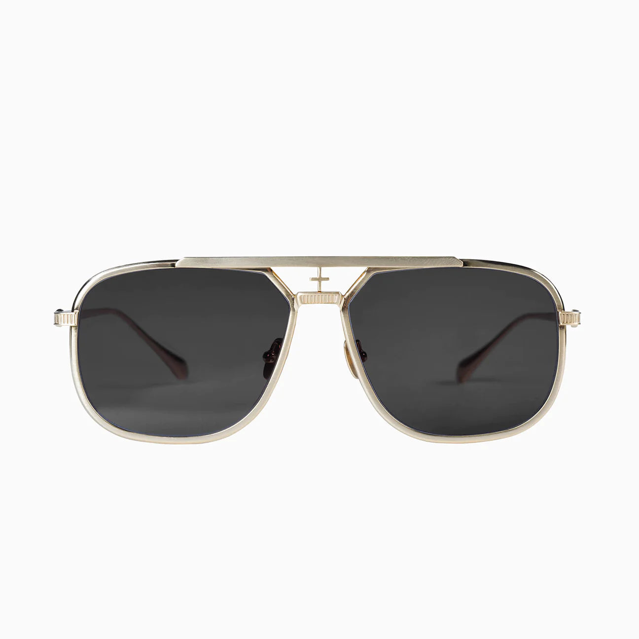 Capita Brushed Gold Titanium Sunglasses with Black Lens - Stylish UV Protection for Outdoor Activities & Driving